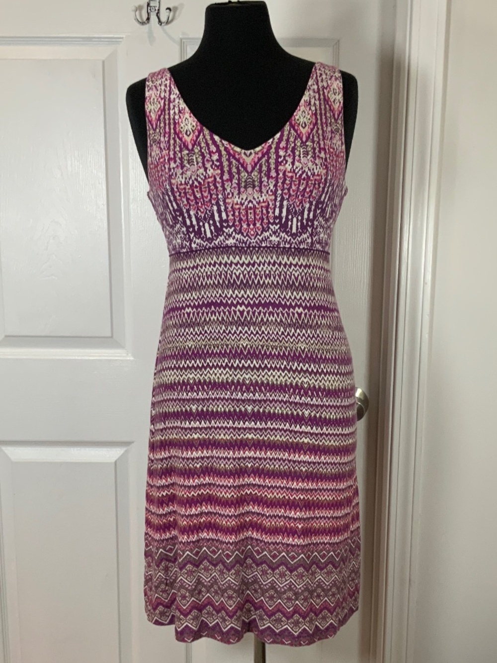 Athleta Santorini Boho Geometric Sleeveless Dress Purple Tribal Size XS